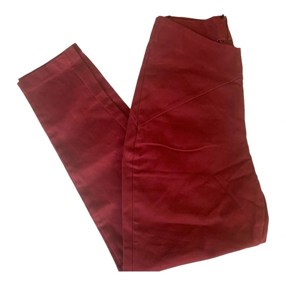 Unique Vintage Burgundy V-Waist Crop Pants Sz M 6-8# 200 - Picture 7 of 9